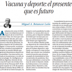 Vacuna y deporte: el presente
 que es futuro